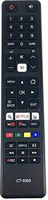 Ehop CT-8069 Compatible Remote Control for Smart TV with YouTube and Netflix Buttons Toshiba Remote Controller(Black)