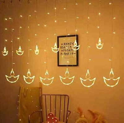 kidducollection 136 LEDs 3.05 m Yellow Flickering Diya Rice Lights(Pack of 1)