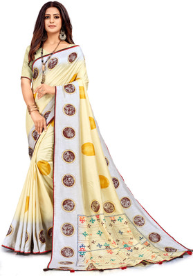 Gaurangi Creation Printed Bollywood Art Silk Saree(Yellow, Light Green)