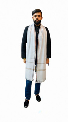 Zaria Fabs Polyester Wool Blend Woven Men Shawl(Beige)