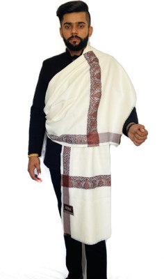 Zaria Fabs Polyester Wool Blend Woven Men Shawl(White)