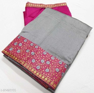 achira tex Embroidered Bollywood Silk Blend Saree(Grey)