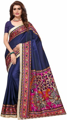 SHREE RAJLAXMI SAREES Printed Mysore Art Silk Saree(Dark Blue)