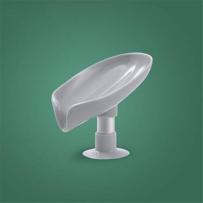 AwesomeProducts Non-slip Leaf Shape Suction Drain Soap Box Bathroom Soap Holder Eco Friendly Household(Blue)