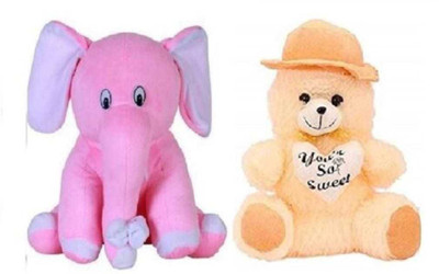 MK Enterprises Soft Lovable Hugable For Sitting Elephant And Cap Teddy  - 30 cm(Multicolor)