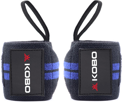 KOBO Power Weight Lifting Training Gym Straps With Hand Support(Blue)