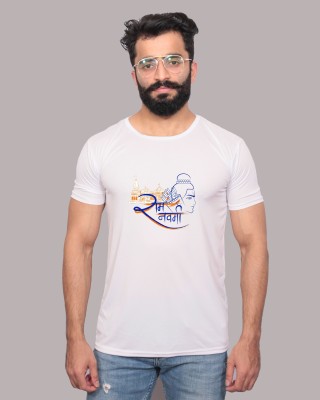 NITYANAND CREATIONS Printed Men Round Neck White T-Shirt