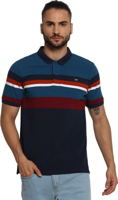 Wrangler Colorblock Men Polo Neck Blue T-Shirt