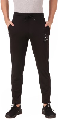 FLYKER Solid Men Black Track Pants