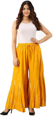 JINACHI Flared Women Yellow Trousers
