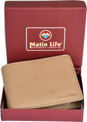 MATIN Life Men Beige Artificial Leather Wallet(8 Card Slots)