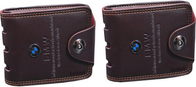 clothster Men Brown Artificial Leather Wallet(5 Card Slots, Pack of 2)