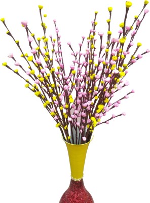 fab n Style Handmade rose floral with grass filler Pink, Yellow Rose Artificial Flower(30 inch, Pack of 1, Flower Bunch)