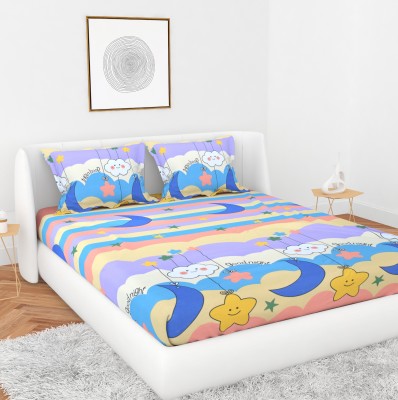 Lajak Collection 240 TC Polycotton Double Printed Flat Bedsheet(Pack of 1, Multicolor)