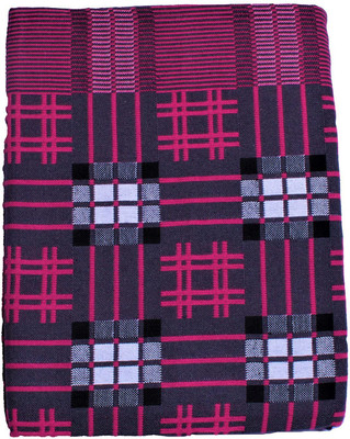 Tharunsha Elite Checkered Single AC Blanket for  Mild Winter(Cotton, Pink Grey)