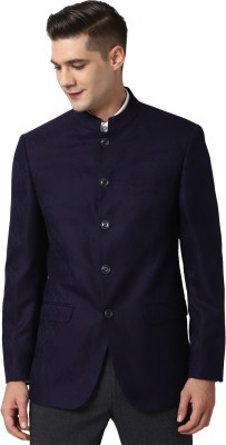 PETER ENGLAND Self Design Single Breasted Formal Men Blazer(Dark Blue)