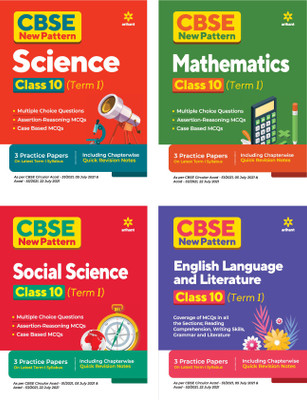 CBSE New Pattern Mathematics ,Science ,Social science & English Language and Literature Class 10 for 2021-22 Exam (MCQs based book for Term 1) (Set of 4 Books)(Paperback, Arihant Experts) CBSE New Pattern Mathematics ,Science ,Social science & English Language and Literature Class 10 for 2021-22 Exam (MCQs based book for Term 1) (Set of 4 Books)(Paperback, Arihant Experts)