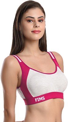 FIMS Women Sports Non Padded Bra(Pink, White)