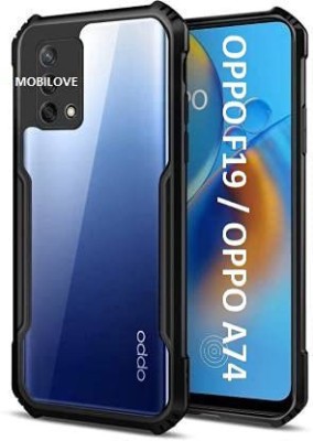 MOBILOVE Back Cover for Oppo F19 / Oppo A74 5G | Four Corner Hybrid Soft PC Anti Clear Gel TPU Bumper Back Case(Black, Rugged Armor, Pack of: 1)