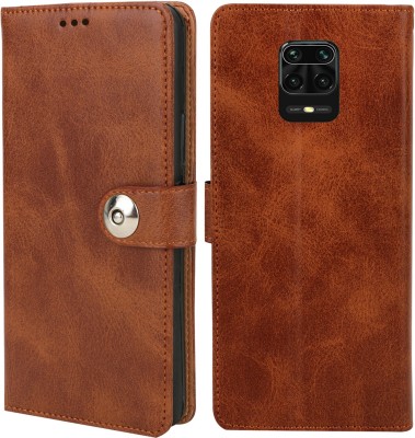 MG Star Flip Cover for Xiaomi Redmi Note 9 Pro PU Leather Button Case Cover with Card Holder and Magnetic Stand(Brown, Shock Proof, Pack of: 1)