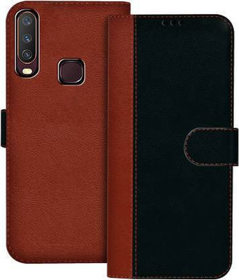 Mycos Flip Cover for Infinix Hot 8(Black, Brown, Camera Bump Protector, Pack of: 1)