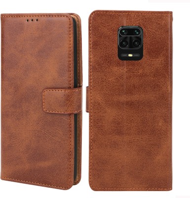 MG Star Flip Cover for Xiaomi Redmi Note 9 Pro Max PU Leather Case Cover with Card Holder and Magnetic Stand(Brown, Shock Proof, Pack of: 1)