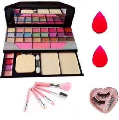 VISYA BEAUTY TYA Makeup Kit + Hello Kitty Makeup Brushes + Me Now Makeup Sponges + 1 PC HEART SHAPE EYELASH(5 Items in the set)