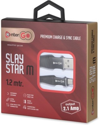 EnterGo Micro USB Cable 2 A 1.2 m USB CABLE MICRO SLAY STAR (BLACK)(Compatible with VIVO, MICROMAX, OPPO, REALME, SAMSUNG, Black)