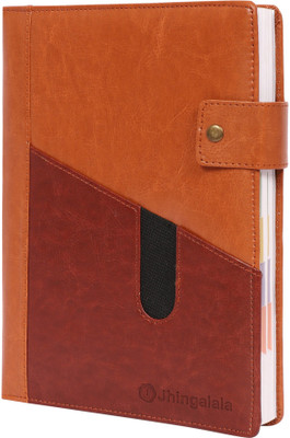 Jhingalala 2022 PU Finish Leather Diary Notebook with Lock, Pen Holder and Cards Pouch Regular Diary Ruled 365 Pages(Brown)