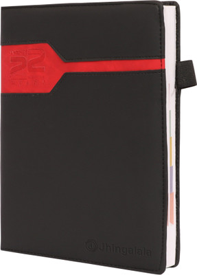Jhingalala 2022 PU Finish Leather Diary Notebook with Pen Holder Regular Diary Ruled 365 Pages(Black)