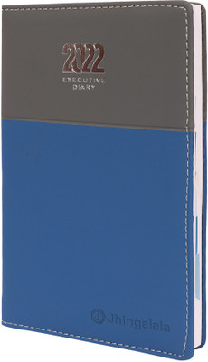 Jhingalala 2022 PU Finish Leather Diary Notebook Regular Diary Ruled 365 Pages(Blue, Grey)
