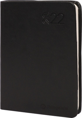 Jhingalala 2022 PU Finish Leather Diary Notebook Regular Diary Ruled 365 Pages(Black)