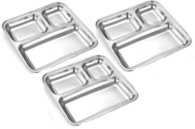 HM EVOTEK Decorative Rectangular Dining Table Serving Tray for Home & Kitche Tray(Pack of 3, Microwave Safe)