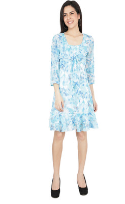 TSM Women A-line Blue Knee Length Dress