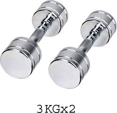 HACKERX Hi-Quality Steel Chrome 3Kg (Pair) Fixed Weight Dumbbell(6 kg)
