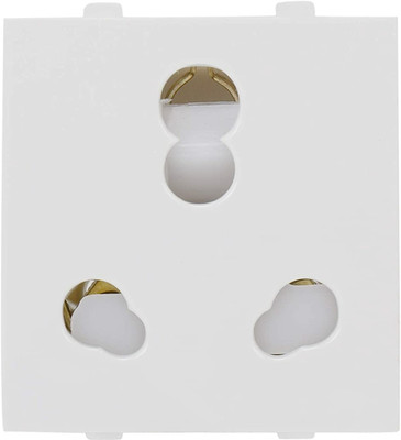 CONA MODULAR SOCKET 3 PIN|16/6 A UNIVERSAL WITH SHUTTER | SOCKET PACK OF 4| MODULAR SOCKET , ELECTRICAL SOCKET FOR HOME, OFFICE, SHOP ETC 16 A Three Pin Socket