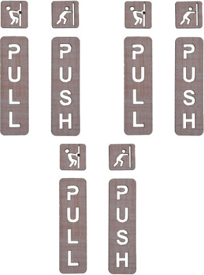 LAKSHMINARAYAN SALES 10 cm Push Pull Stickers for Glass Door | Self Adhesive Acrylic Waterproof Message Display Label Sign Stickers for Shop Office Hospital Mall Gate - Set-3 Self Adhesive Sticker(Pack of 3)