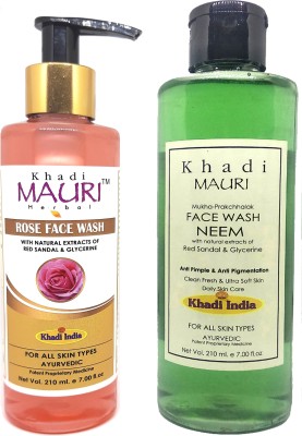 Khadi Mauri Neem & Rose  - Pack of 2 Face Wash(420 ml)