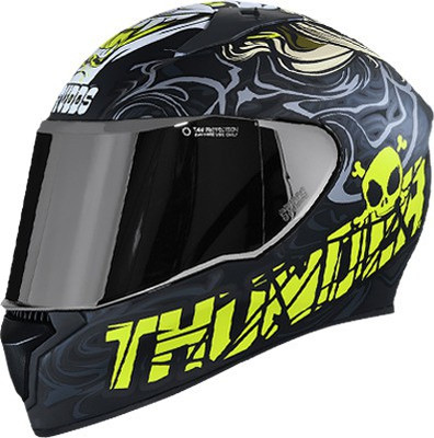 STUDDS THUNDER D9 MATT BLACK FULL FACE N5 YELLOW 580 MM SIZE -(L) Motorsports Helmet(MATT BLACK YELLOW)
