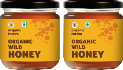 Organic Tattva - Organic Wild Raw Honey 500 Gram | Unprocessed, Unfiltered, Unpasteurized | Pure and Natural Original Honey(2 x 250 g)