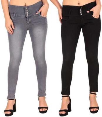 SAVITA FASHION WEAR Boyfriend Women Grey, Black Jeans(Pack of 2)