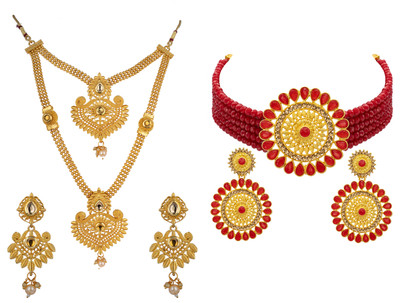 R A Enterprises Alloy Gold-plated Multicolor Jewellery Set(Pack of 2)