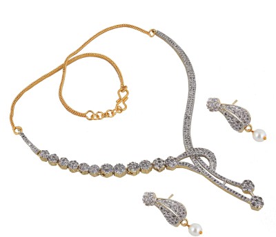 Lucky Jewellery Brass Gold-plated White, Gold Jewellery Set(Pack of 1)