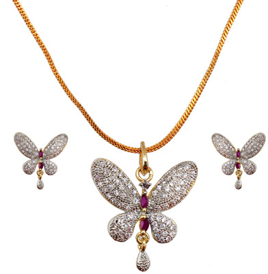 Lucky Jewellery Brass Gold-plated White, Gold Jewellery Set(Pack of 1)