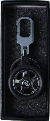 VINAL Imported Key Chain For Car (BIG_TYT) Spinning Tyre Rotary Wheel Locking Metal Keychain for All Cars/ Keyring/ Car Key Ring/ Key Chain for Your Car Brand Logo (Black) Key Chain