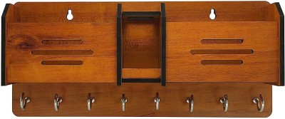 Dheeraj Creation Design Key Holder for Wall Stylish with Storage Box Mobile Holder Pen Holder & 8 Wood Key Holder(8 Hooks, Multicolor)