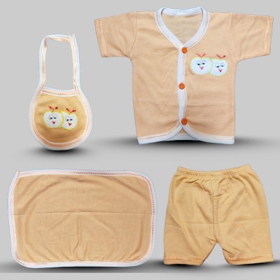 siccity Baby Boys & Baby Girls Casual Dress Bib, Handkerchief, Shorts(Orange)