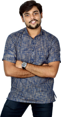 Divine creation Men Self Design Straight Kurta(Blue)