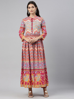 32 OFF on Neerus Women Printed A line Kurta Multicolor on