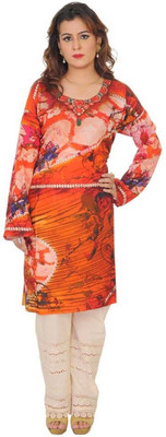 shakti Women Printed Straight Kurta(Orange)